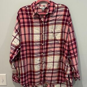 Old Navy Plaid Shirt in Pink and Purple
